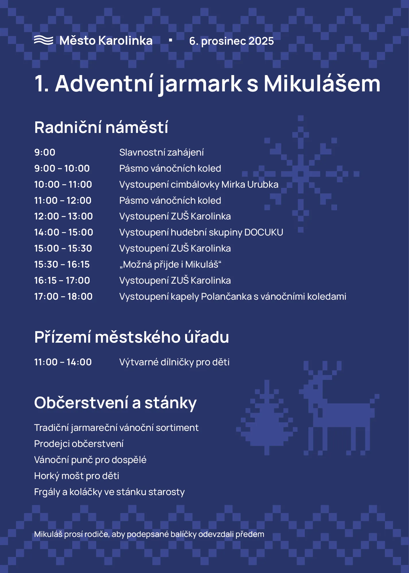1. Adventní jarmark s Mikulášem
